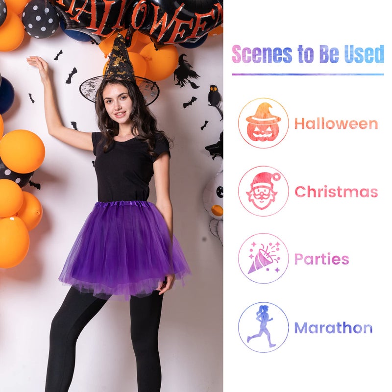 Simplicity Women Elastic 4 Layered Tulle Tutu Skirt for Marathon Running, Purple - Image 5